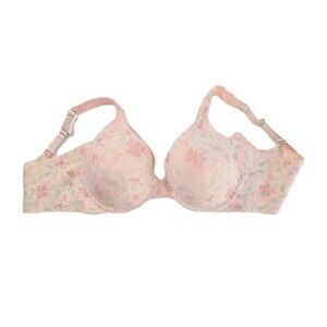 Jessica Simpson Bra 42D Pink Floral Lace Underwire Full Coverage Women's